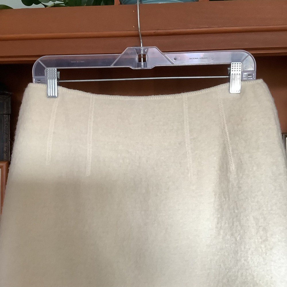 80s Vintage Franco Valeri 100% Cream Wool Pencil Skirt Size Large - Picture 3 of 12